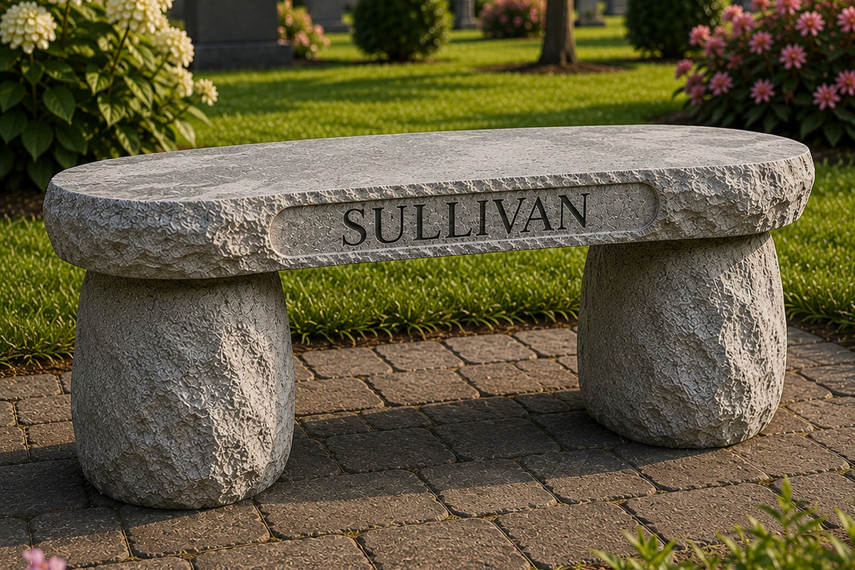 Rustic Cremation Bench – Rustic bench; chamber configuration